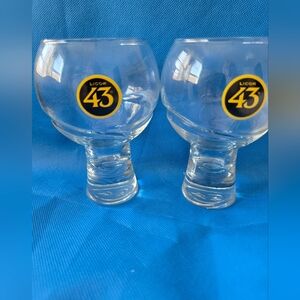 2 New Licor 43 Cocktail Glasses Embossed Base 10 oz